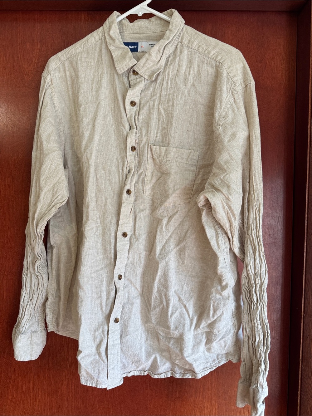 Old Navy Beige/Tan Lightweight Linen Blend Button-Down Shirt